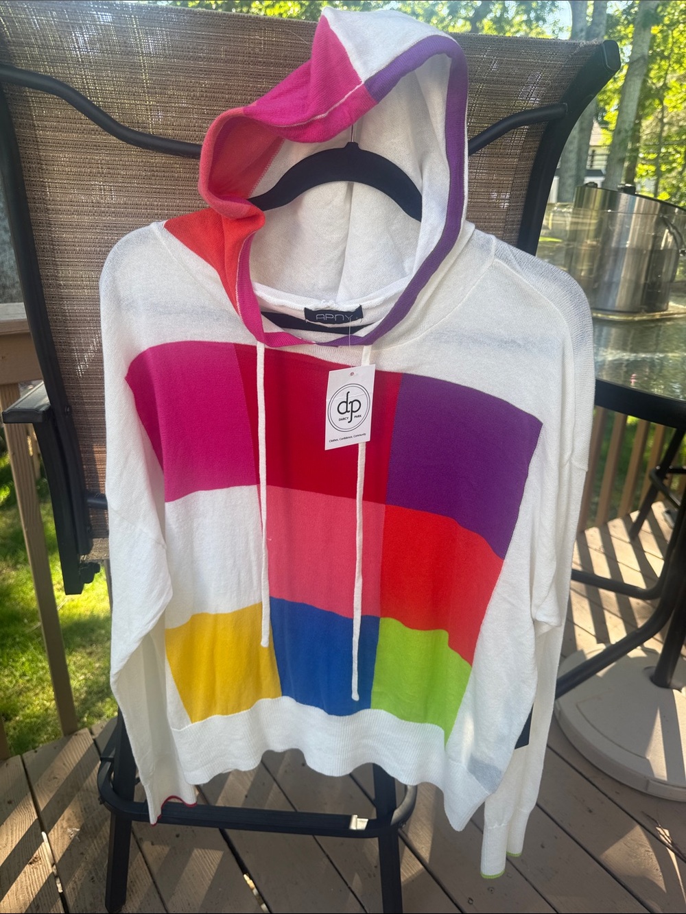 🍁Multicolor Stripe Hooded Women's Top - White with Pink, Purple, Red and More